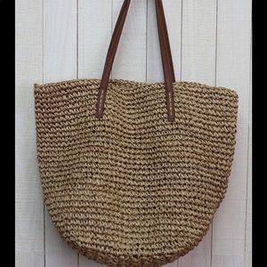 Love Stitch Raffia Straw Tote